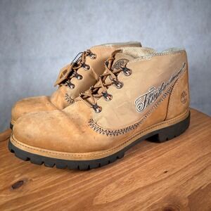 Timberland Field Boots Mens 10.5 Wheat Good Y2K Mixed Media Canvas Leather 59516